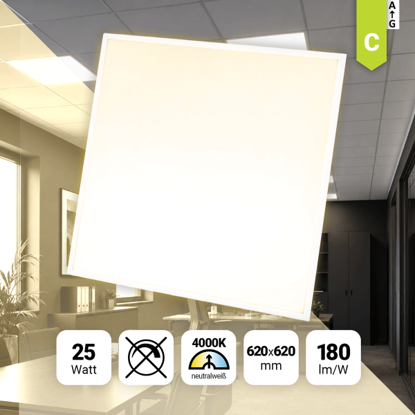 LED Backlit Panel 62x62 Neutralweiß 4000K 25W 180lm nicht dimmbar BLa