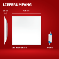 LED Backlit Panel 62x62 Neutralweiß 4000K 25W 180lm nicht dimmbar BLa