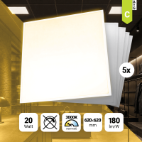 5x LED Panel 62x62 Warmweiß 3000K 20W 180lm BLa