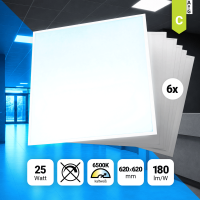 6x LED Backlit Panel 62x62 Kaltweiß 6500K 20W 180lm...