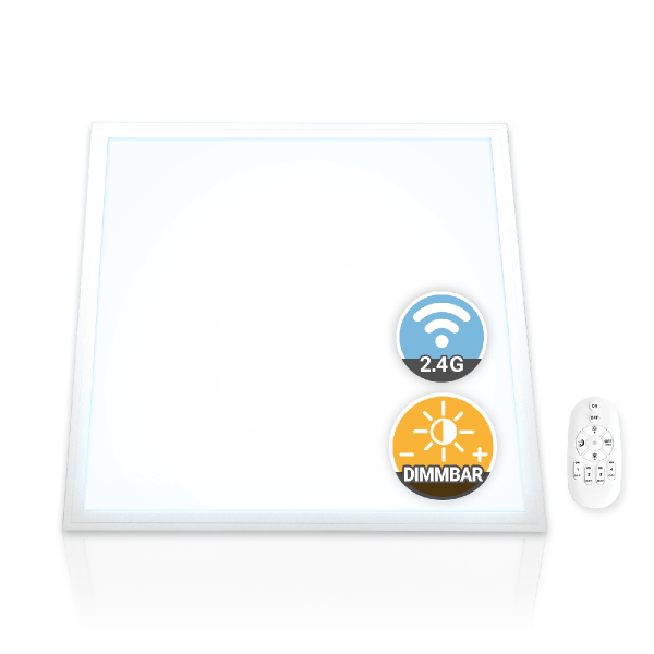 LED Panel 62x62 Neutralweiß 5000K 36W dimmbar 2.4G Fernbedienung Slim Alu PLs3.0