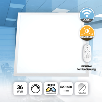 LED Panel 62x62 Neutralweiß 5000K 36W dimmbar 2.4G Fernbedienung Slim Alu PLs3.0