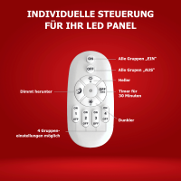 LED Panel 62x62 Neutralweiß 5000K 36W dimmbar 2.4G Fernbedienung Slim Alu PLs3.0