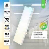 LED Anbauleuchte 120x30cm3CCT 26W UGR<19 Aufbaurahmen...