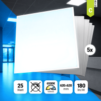 5x LED Backlit Panel 62x62 Kaltlweiß 6500K 25W BLa